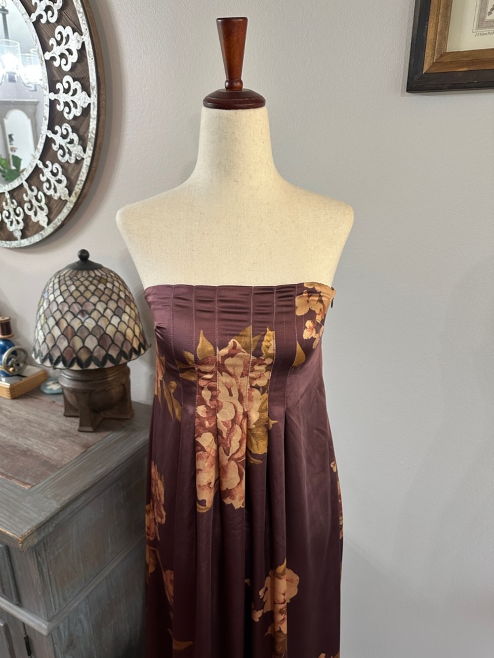 Free People Botanical Strapless Maxi Dress in Wine Floral Combo - Picture 5 of 11
